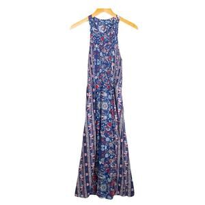 Japna Womens Blue Midi Maxi Dress Medium Boho Floral Country Beach Summer Casual
